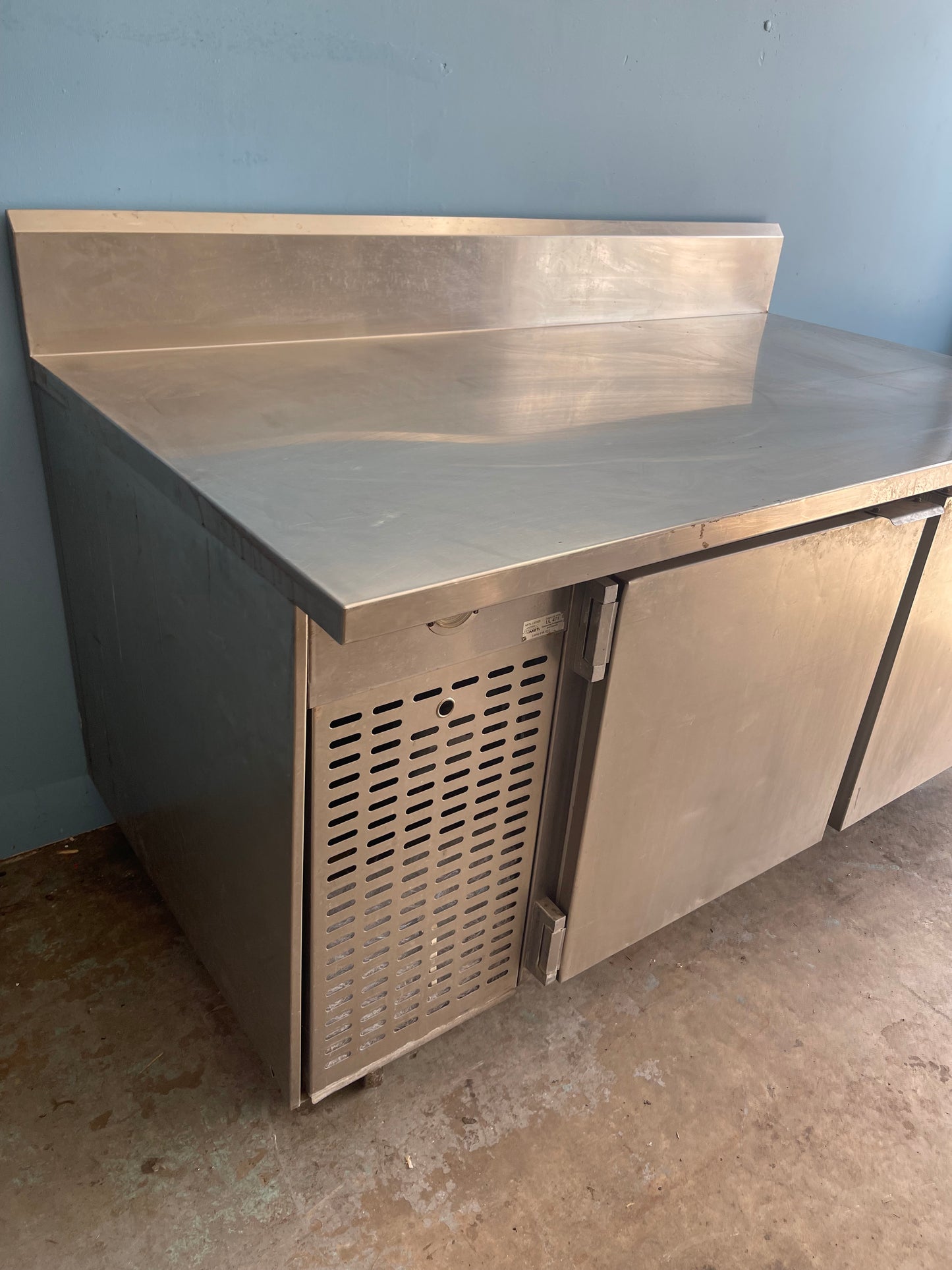 Custom 67'' 2 Door Stainless Steel Work Top Cooler with Backsplash
