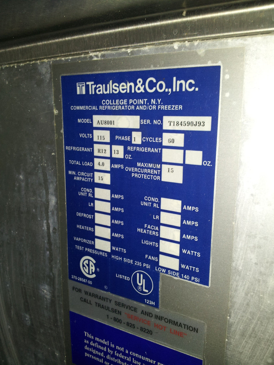 Traulsen AU8001 27'' 1 Door Cooler - Preowned -