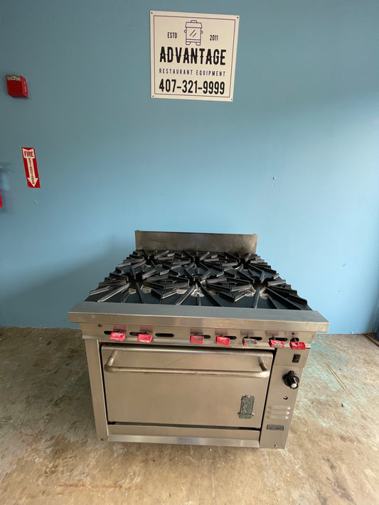 Montague V136-5 6 Burner Gas Range with Convection Oven - Preowned -