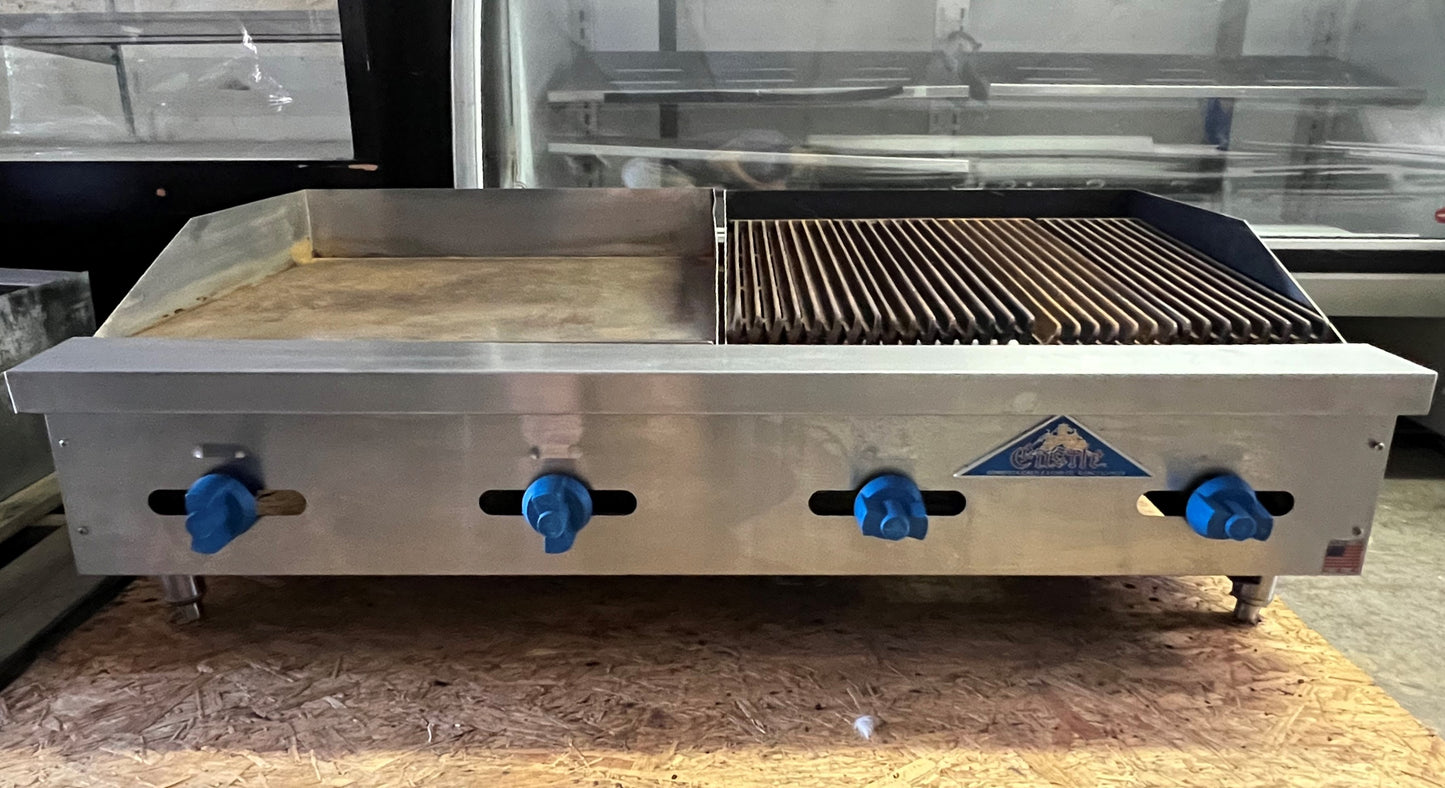 Castle 48'' Gas Countertop Griddle and Charbroiler FHP48-24-2RB - Preowned -
